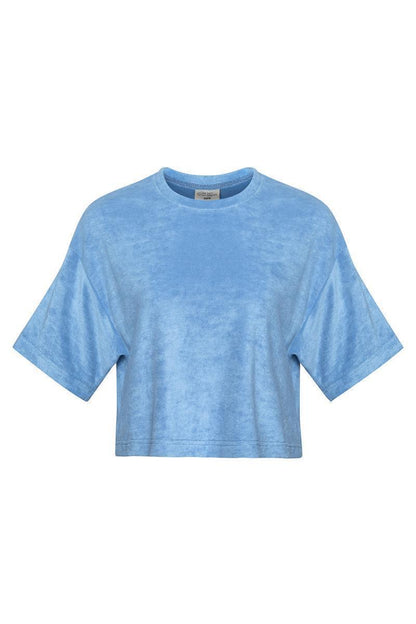 Blau Grau Frottee Crop TShirt