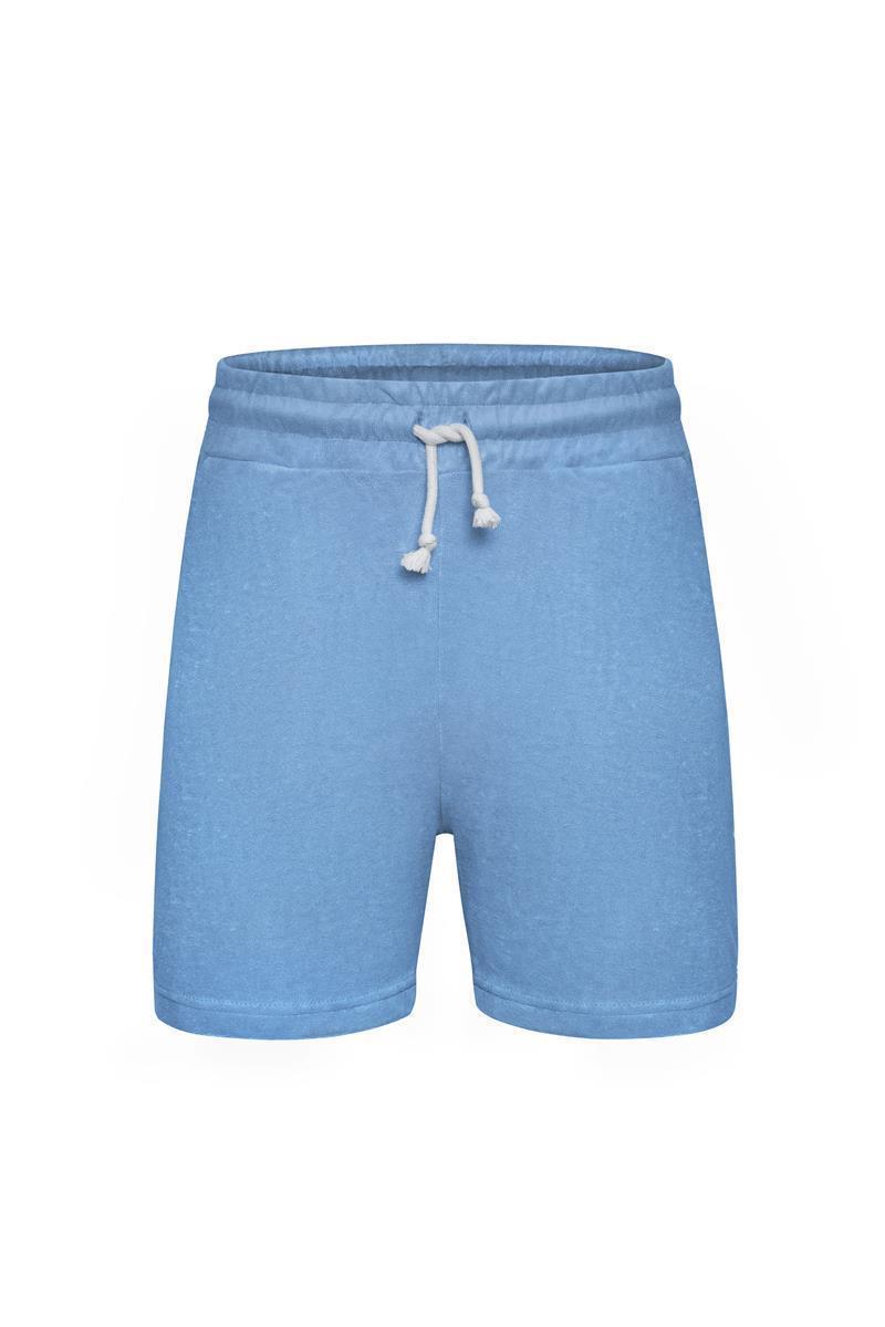Blau Grau Frottee Shorts Long